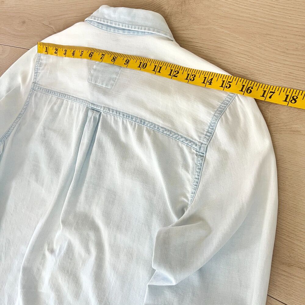 Abercrombie & Fitch 100% Cotton Light Blue Denim Quarter Button-up Shirt Sz S - Picture 14 of 16